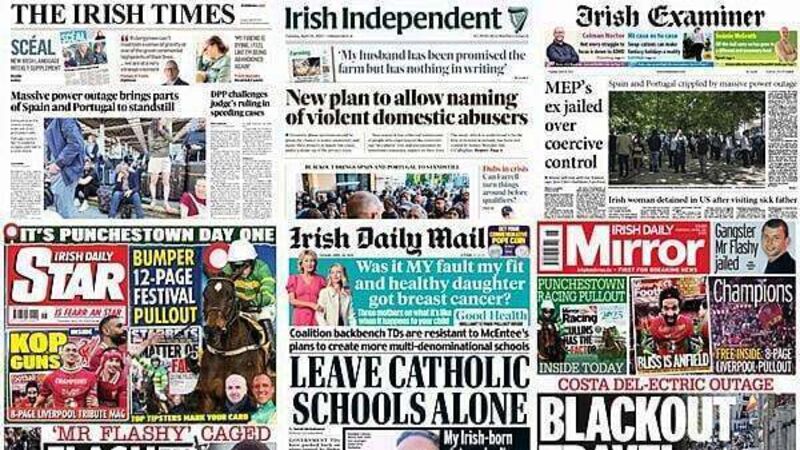 What the papers say: Tuesday's front pages What the papers say: Tuesday's front pages