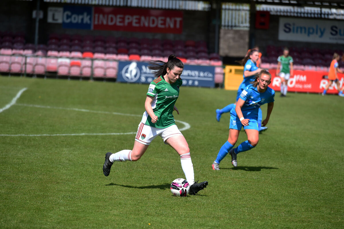 Defender Ciara McNamara, Cork City, in action against DLR Waves. Picture: Larry Cummins
