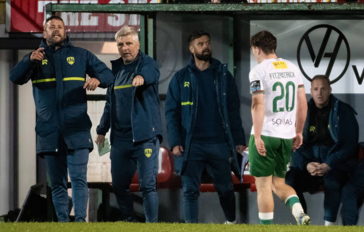 Cork City’s Josh Fitzpatrick receives a red card during Saturday’s game. Photo Evan Logan