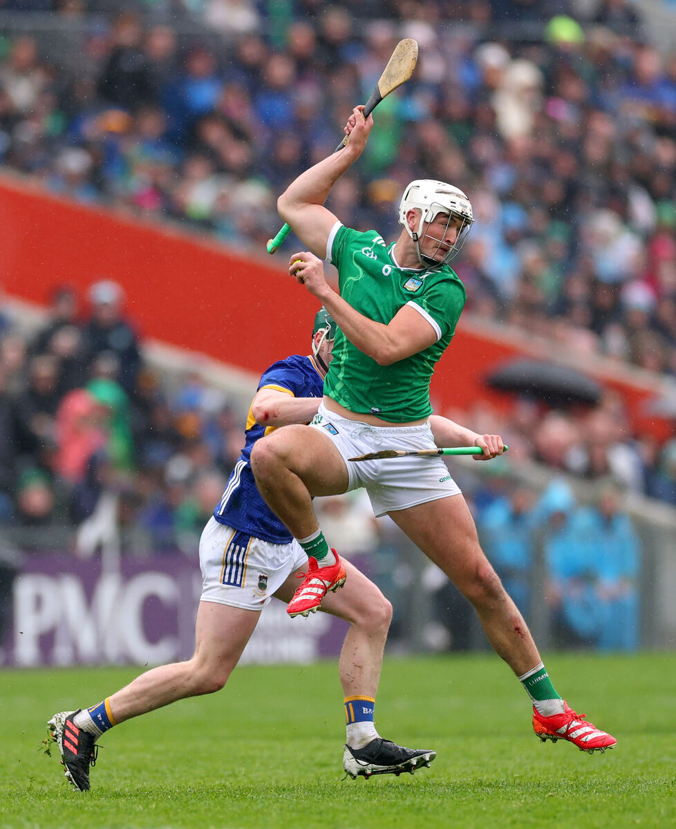Tipperary’s Sam O’Farrell and Kyle Hayes of Limerick tussle for possession in the first round of the Munster SHC this year. Picture: ©INPHO/James Crombie