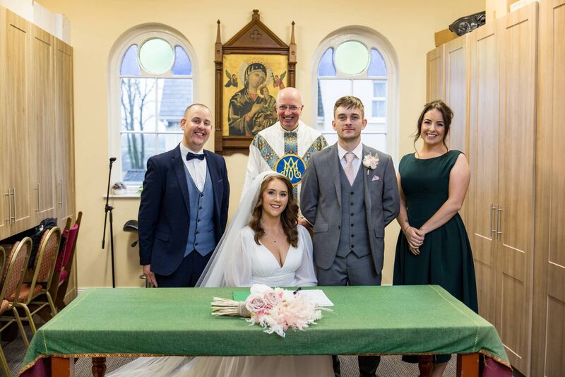 Marguerite and Adam were married at St Joseph's Church by Fr Eamonn McCarthy. Marguerite and Adam were married at St Joseph's Church by Fr Eamonn McCarthy.