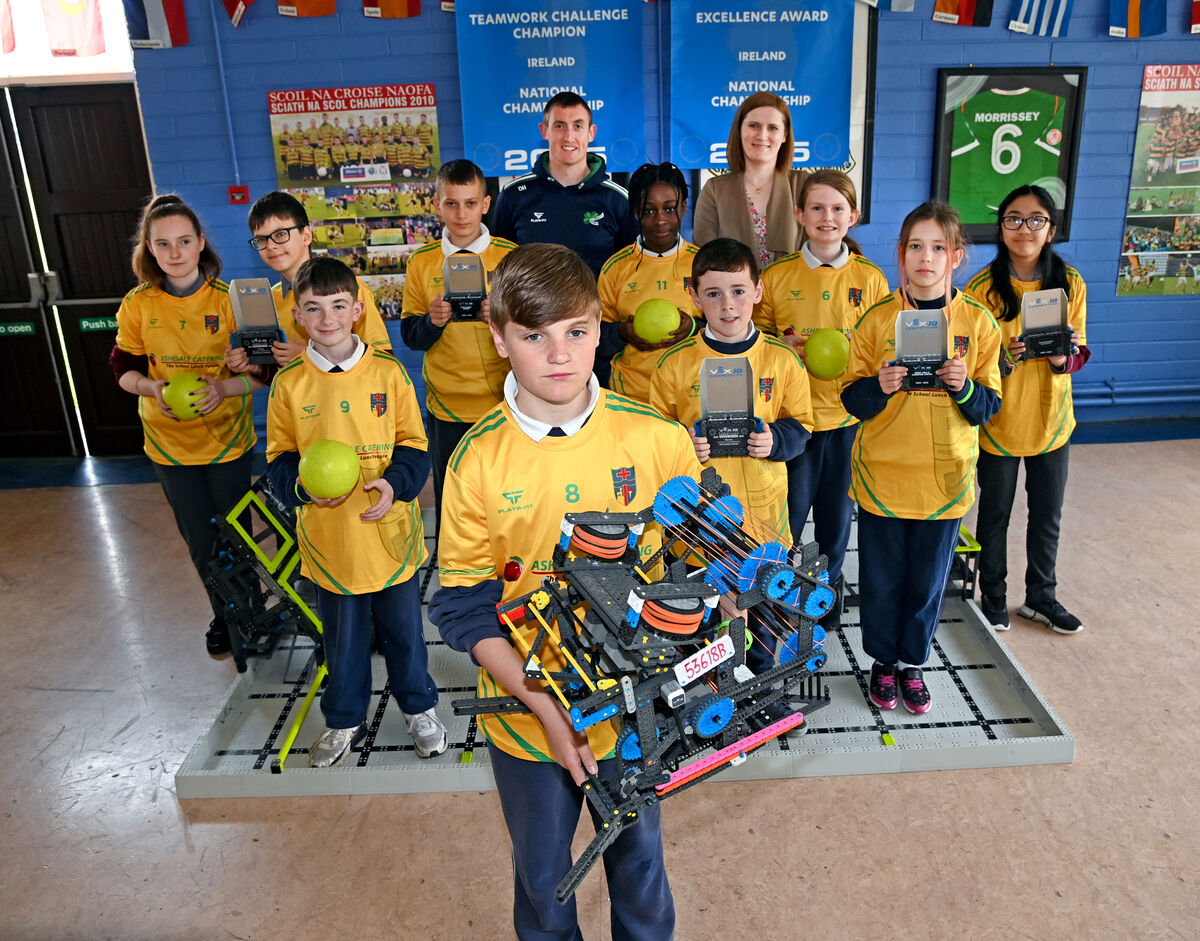 The pupils from Scoil na Croise Naofa in Mahon are heading to Texas on May 10. Picture: Eddie O'Hare The pupils from Scoil na Croise Naofa in Mahon are heading to Texas on May 10. Picture: Eddie O'Hare