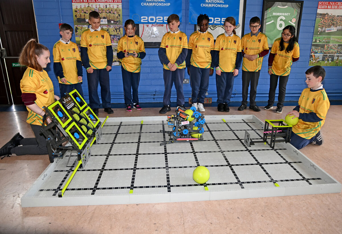 Pupils demonstrating their robot in action. Picture: Eddie O'Hare Pupils demonstrating their robot in action. Picture: Eddie O'Hare