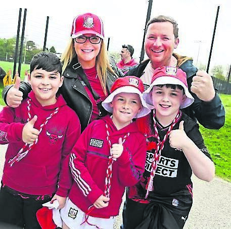 Laura, Lucas and Joe Ward from Dromina and Noah Peyton and Shay Peyton-Jordan from Shanakiel at the Cork and Tipperary Munster SHC, game at SuperValu Páirc Uí Chaoimh.	Picture: Eddie O’Hare
                    