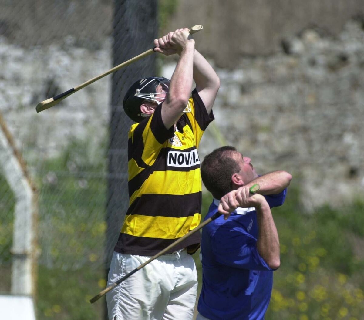 Brian Dillons James Corcoran and Na Piarsaigh's Mick Murphy tussle during the junior 'A' championship game at Ballinlough.