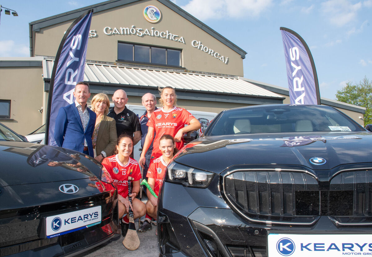 At the launch of the new Cork jersey, sponsored by Kearys Motor Group were: Kevin Smith, Chief Financial Officer Kearys Motor Group; Jackie Dawson, Head of Communication Kearys; Padraig Treacy, chairperson Cork County Camogie Board; Ger Manley, senior camogie manager with senior camogie players Laura Hayes, Amy O'Connor, and Meabh Cahalane. Picture: Howard Crowdy