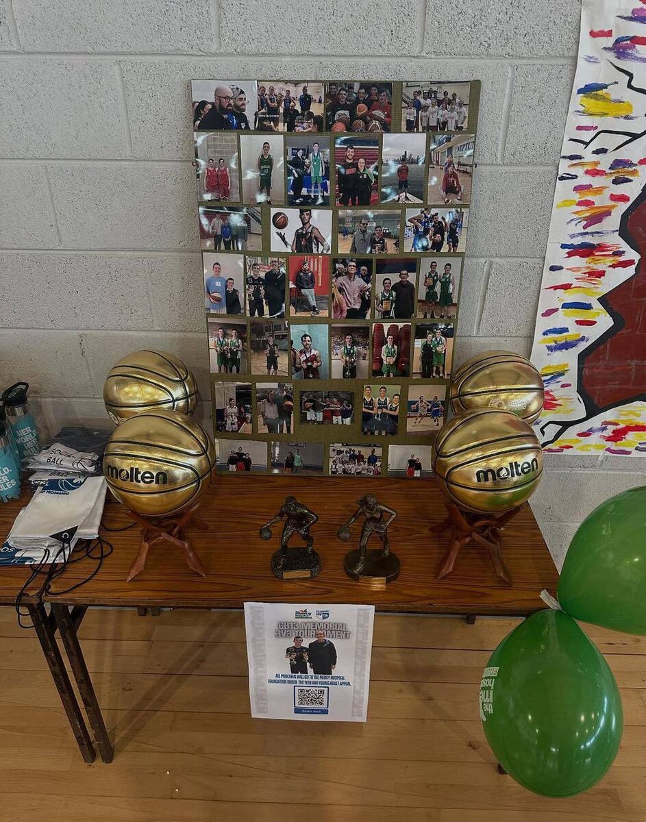 A collection of photos of both late Gary and Garreth along with the various trophies at the 3x3 tournaments at the upper Glanmire Community Centre recently. KD 