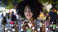 Social media and digital online concept, woman using smartphone