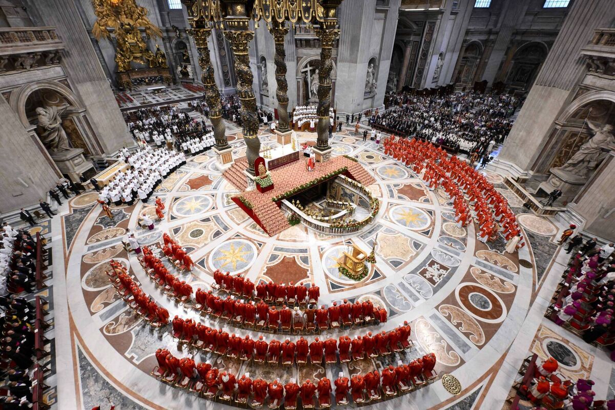 Cardinals attend a mass for the election of the Roman Pontiff, prior to the start of the conclave, at St Peter's Basilica in Vatican City, Vatican.(Photo by Vatican Media via Vatican Pool/Getty Images) Cardinals attend a mass for the election of the Roman Pontiff, prior to the start of the conclave, at St Peter's Basilica in Vatican City, Vatican.(Photo by Vatican Media via Vatican Pool/Getty Images)