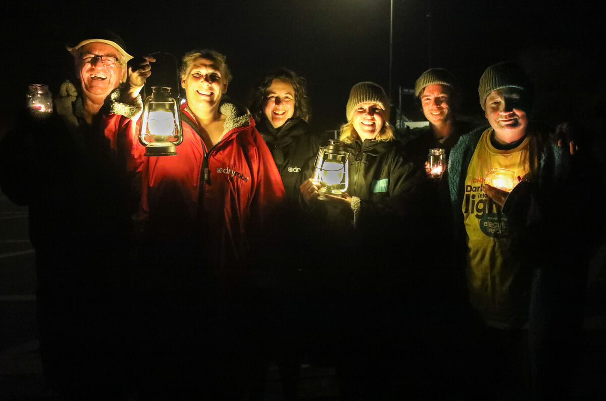 Mick Good, Miriam Spillane, Aoife O'Donovan, Suzanne McCarthy, Luke Tanner and Mark Bushe who took part in the Darkness into Light swim to raise funds for Pieta House at Fountainstown, Co. Cork last year. Picture: David Creedon