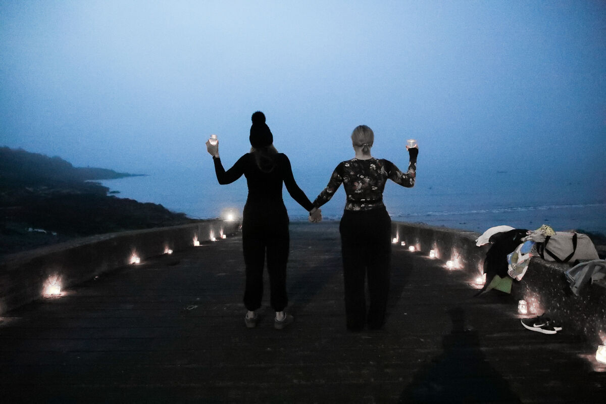Holly Bartley and Mags Kelleher who took part in the Darkness into Light swim to raise funds for Pieta House at Fountainstown last year.  - Picture: David Creedon