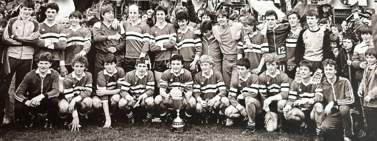 The Colaiste Chriost Ri team pictured after defeating Summerhill College, Sligo by 1-9 to 0-9 in the Hogan Cup Final at O’Moore Park, Portlaoise on Sunday, May 12th 1985 FB 