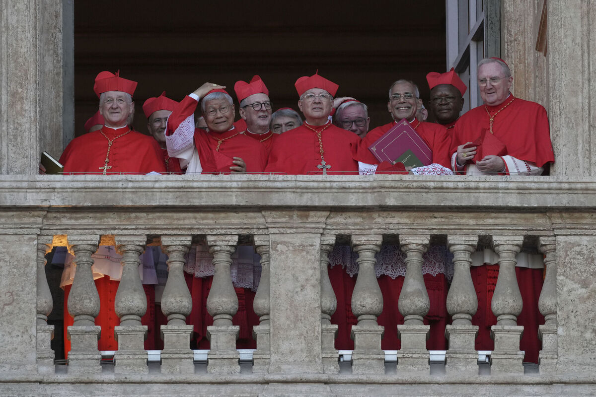 Cardinals following the election of Cardinal Robert F. Prevost as the 267th pope, choosing the name of Pope Leo XIV, at the Vatican, Thursday, May 8, 2025(AP Photo/Andrew Medichini) Cardinals following the election of Cardinal Robert F. Prevost as the 267th pope, choosing the name of Pope Leo XIV, at the Vatican, Thursday, May 8, 2025(AP Photo/Andrew Medichini)