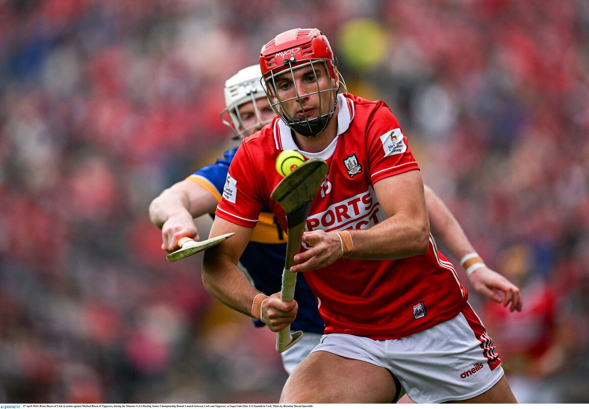 Brian Hayes of Cork in action against Michael Breen of Tipperary. Picture: Brendan Moran/Sportsfile Brian Hayes of Cork in action against Michael Breen of Tipperary. Picture: Brendan Moran/Sportsfile