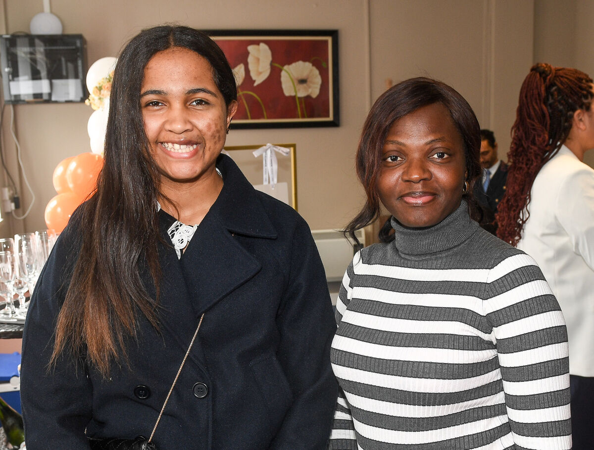  Aisling Young and Funke Youmor, enjoying the official opening of the Gentle Hands Homecare Cork office, at Hanover House, South Main St. Picture: David Keane