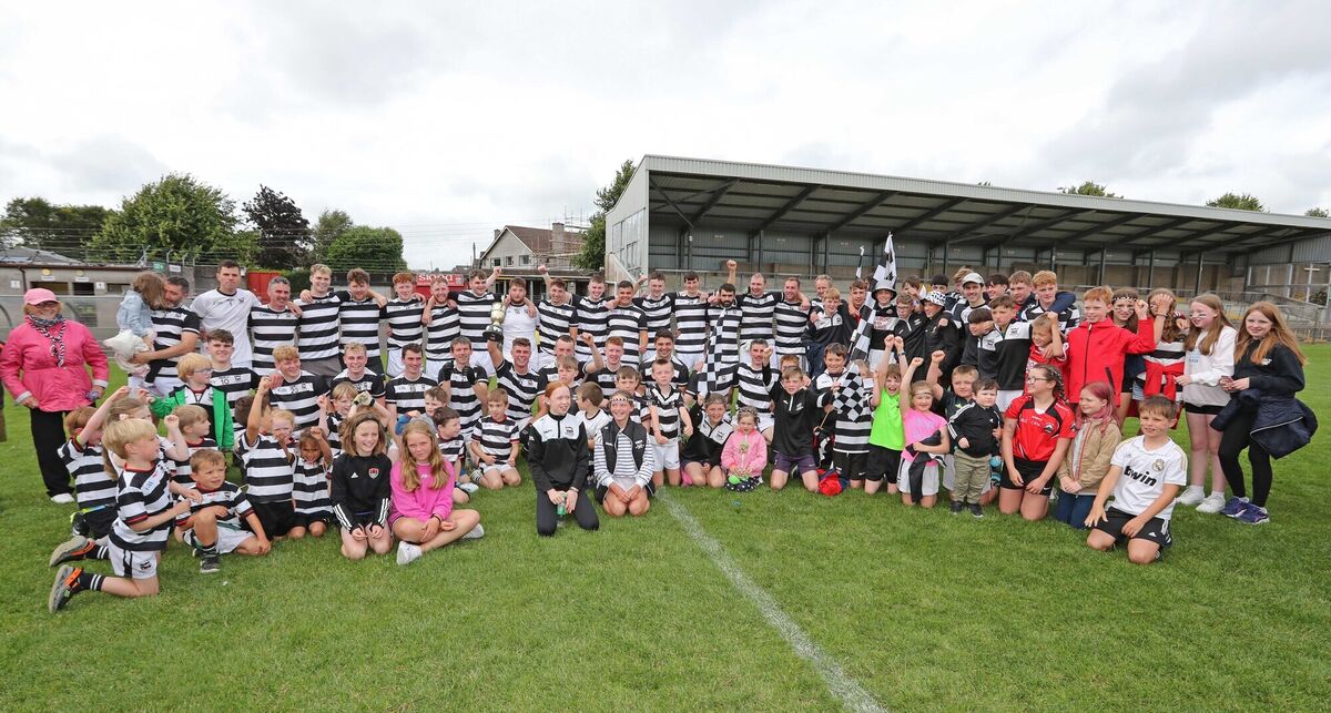  St Oliver Plunkett's celebrate their County JBFC win in 2023. Picture: Jim Coughlan