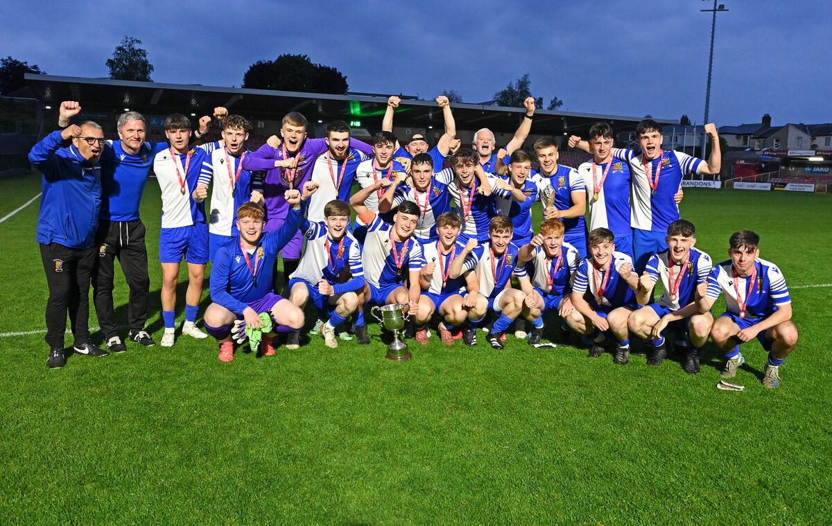 College Corinthians' players and mentors celebrate after defeating Douglas Hall in the under 18 Murphy youth cup final at Turner's Cross. Picture: Eddie O'Hare