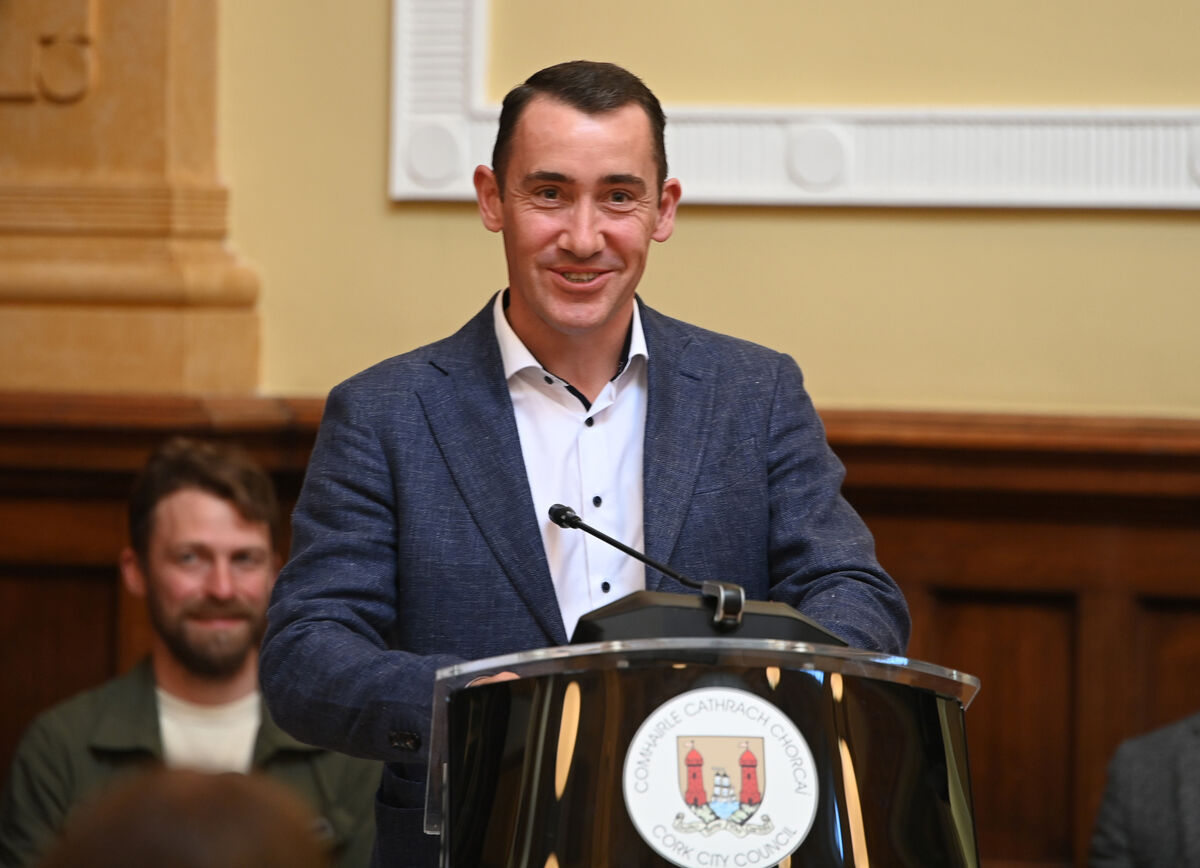At the 40th birthday Celebration & Annual Award Ceremony for Blackpool Glen Farranree Community Youth Training Centre learners at City Hall, Cork. Special guest Youenn Lowry, co-founder of SE Systems, shares his educational journey and the route to his current role as managing director of SE Systems, employing over 100 people including Patrick McCarthy, a former student of the centre,.. Picture: Larry Cummins At the 40th birthday Celebration & Annual Award Ceremony for Blackpool Glen Farranree Community Youth Training Centre learners at City Hall, Cork. Special guest Youenn Lowry, co-founder of SE Systems, shares his educational journey and the route to his current role as managing director of SE Systems, employing over 100 people including Patrick McCarthy, a former student of the centre,.. Picture: Larry Cummins