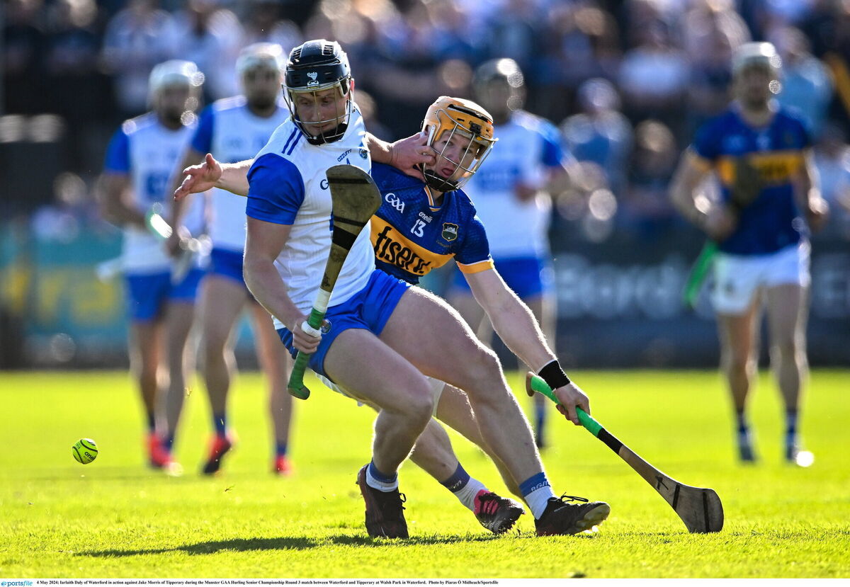 Iarlaith Daly of Waterford in action against Jake Morris of Tipperary during the Munster GAA Hurling Senior Championship Round 3 match between Waterford and Tipperary at Walsh Park in Waterford last year. Picture: Piaras Ó Mídheach/Sportsfile