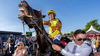 Paul Townend celebrates winning on Galopin Des Champs 30/4/2025