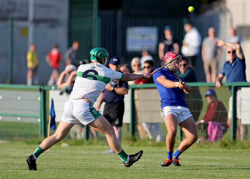  Willian Buckley, St. Finbarrs shoots from Brian O'Sullivan, Kanturk. Picture: Jim Coughlan.