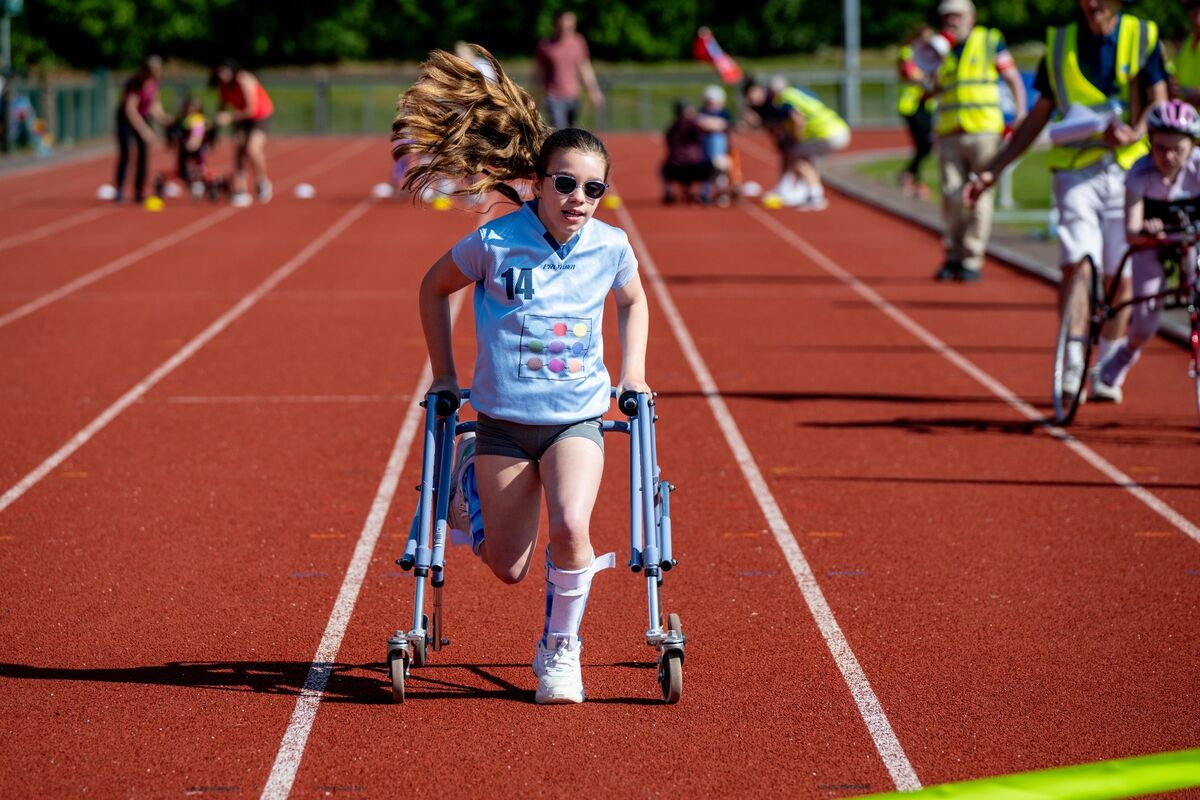 Allegra Murphy from Carrigaline Educate Together who finished first in her race at the Special City Sports Day Event for children with physical needs at MTU, organised by Lúthchleasa Bhunscoileanna Chorcaí. Picture: Chani Anderson. Allegra Murphy from Carrigaline Educate Together who finished first in her race at the Special City Sports Day Event for children with physical needs at MTU, organised by Lúthchleasa Bhunscoileanna Chorcaí. Picture: Chani Anderson.