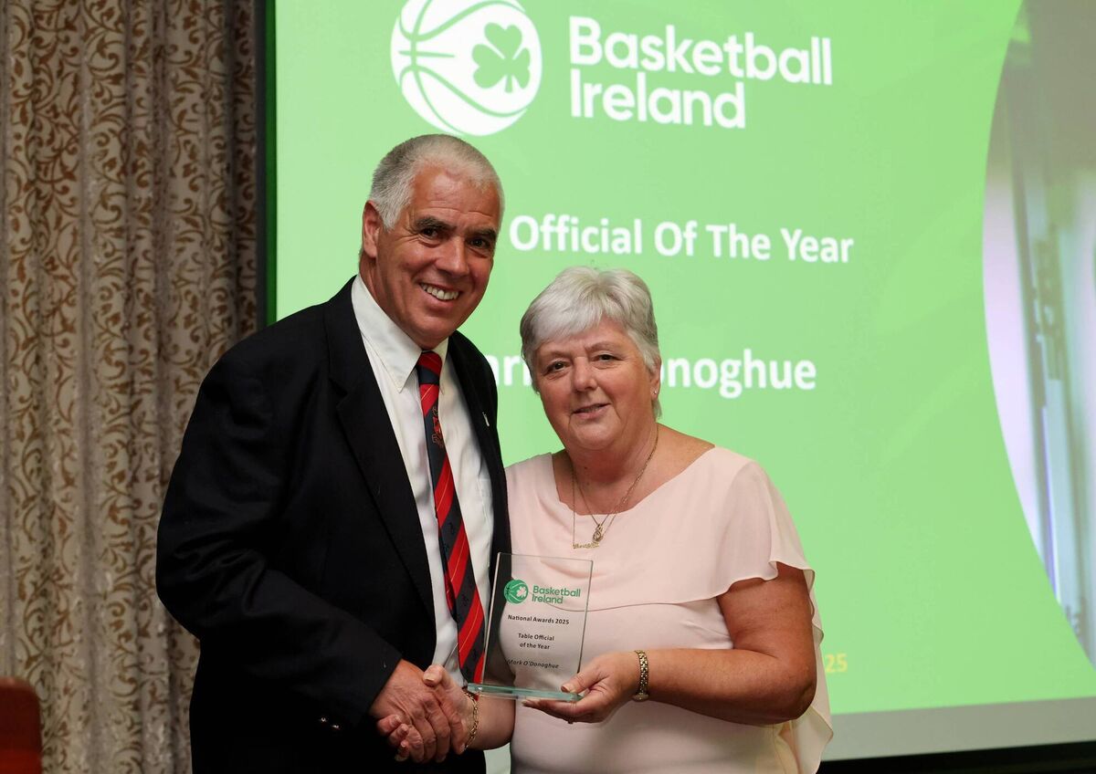 Mark O'Donoghue receives his Table Official of the Year award Basketball Ireland awards, Royal Marine Hotel, Dun Laoghaire. Mandatory Credit ©INPHO/Bryan Keane JMCH