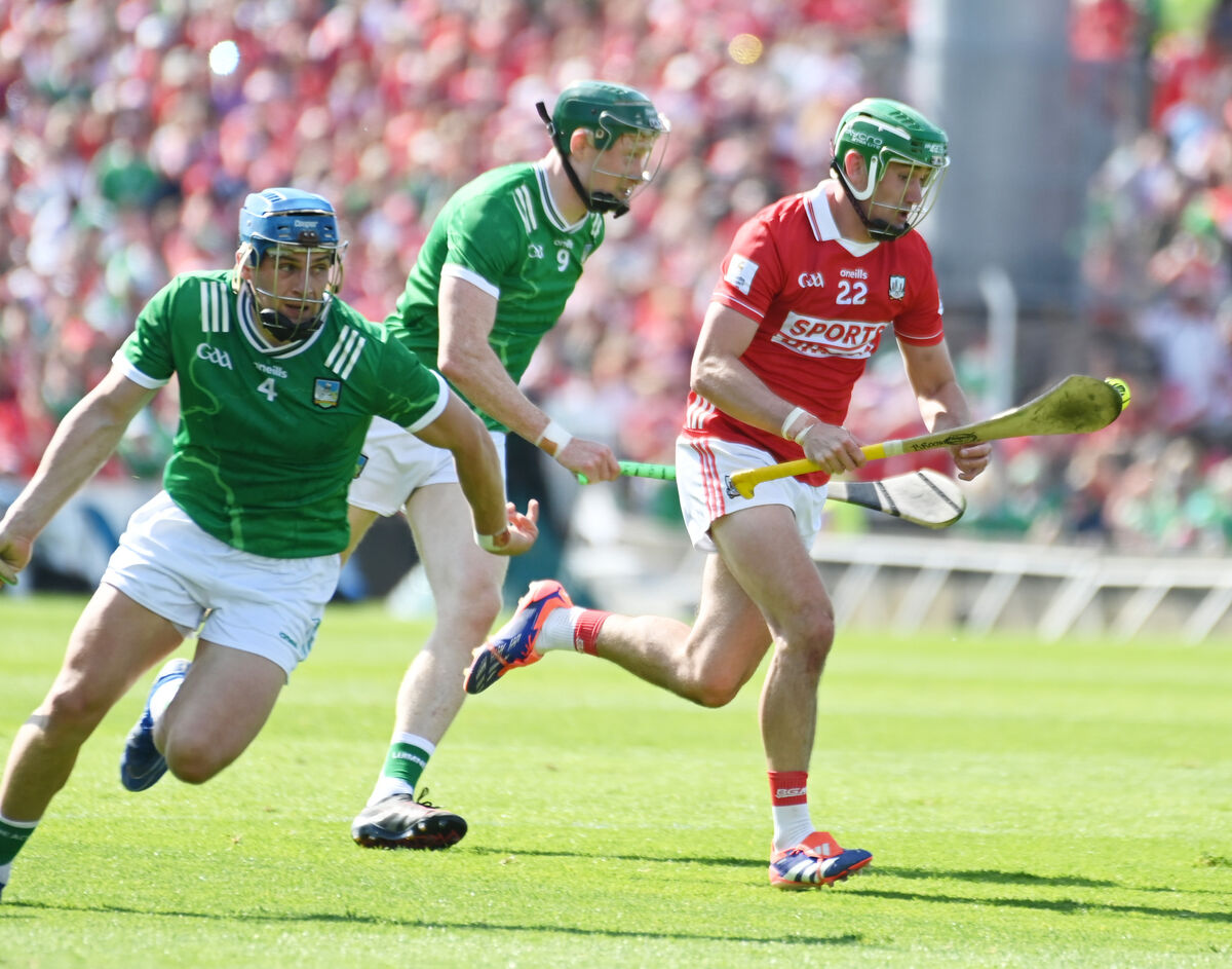 Cork's Brian Roche racing away from Limerick's William O'Donoghue. Picture: Eddie O'Hare Cork's Brian Roche racing away from Limerick's William O'Donoghue. Picture: Eddie O'Hare