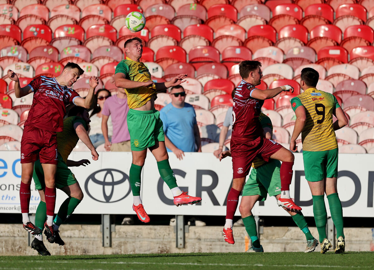 Cian Coleman, Cobh Ramblers, Cian Murphy, Rockmount. Munster Senior Cup Final 24/25, Cobh Ramblers V's Rockmount, at Turner's Cross Stadium, Turners Cross, Cork. Cian Coleman, Cobh Ramblers, Cian Murphy, Rockmount. Munster Senior Cup Final 24/25, Cobh Ramblers V's Rockmount, at Turner's Cross Stadium, Turners Cross, Cork.