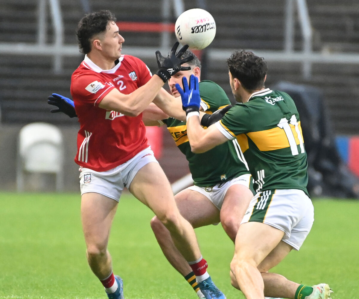 Cork's Seán Brady up against Kerry's Graham O'Sullivan and Paudie Clifford last month. Picture: Eddie O'Hare Cork's Seán Brady up against Kerry's Graham O'Sullivan and Paudie Clifford last month. Picture: Eddie O'Hare