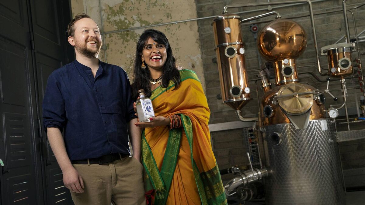 Robert Barrett and his wife Bhagya at their distillery in Cork. Robert Barrett and his wife Bhagya at their distillery in Cork.