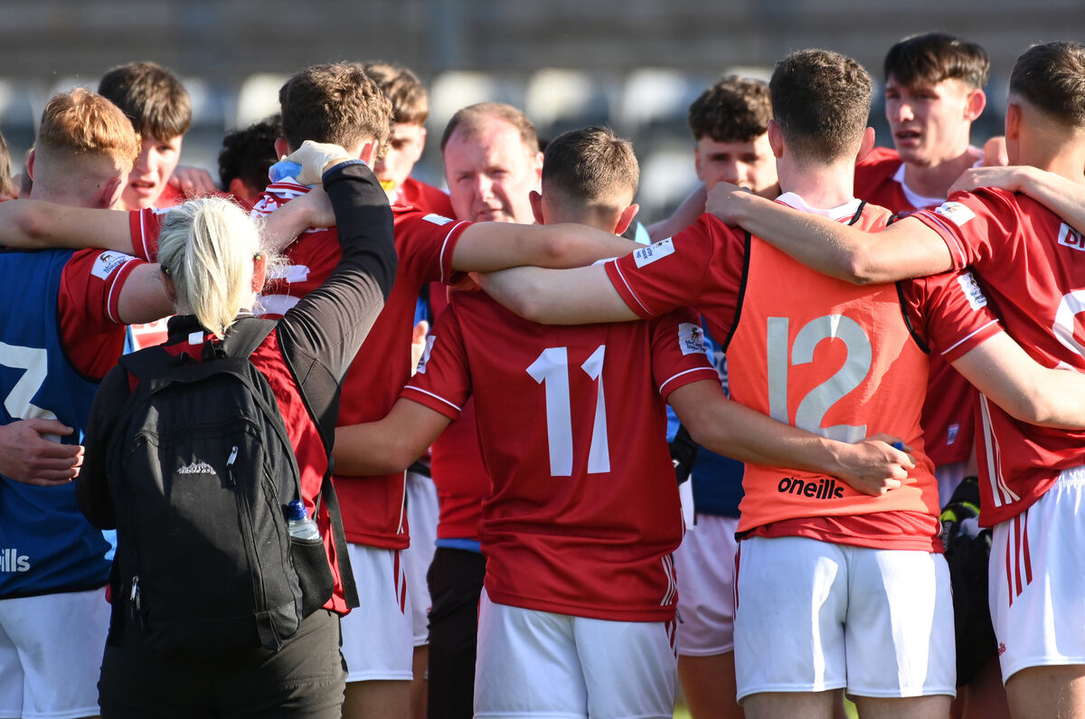 Cork manager Keith Ricken with his players. Picture: Eddie O'Hare