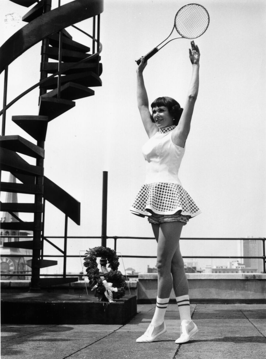 U.S tennis star Gussie Moran - a friend of June Ann Byrne - models an outfit in 1968. Her short skirt and lace knickers combo at Wimbledon in 1949 caused controversy and made her famous. U.S tennis star Gussie Moran - a friend of June Ann Byrne - models an outfit in 1968. Her short skirt and lace knickers combo at Wimbledon in 1949 caused controversy and made her famous.