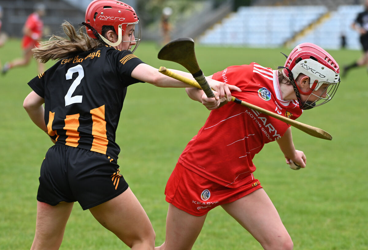 Cork's Amy Sheppard breaks from Kilkenny's Hannah Larkin. Picture: Eddie O'Hare