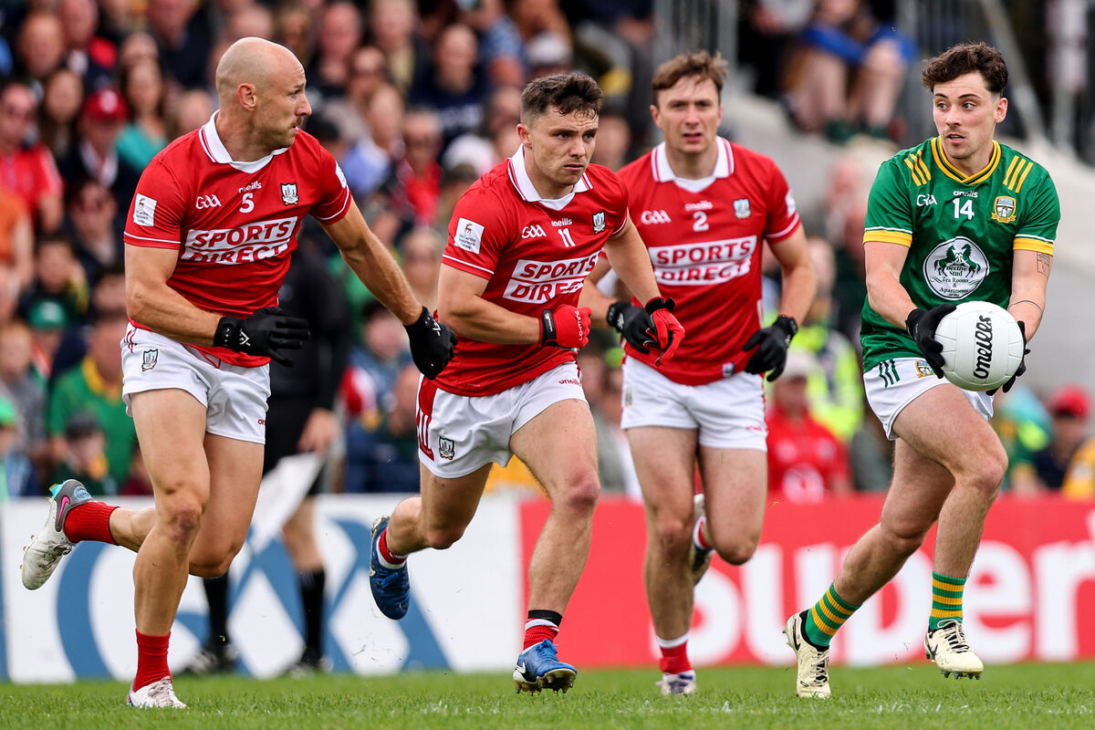 Cork's Brian O'Driscoll and Seán Powter chase after James Conlon of Meath. Picture: INPHO/Ben Brady