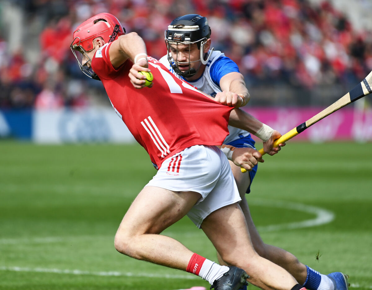 Alan Connolly has his progress halted by by Waterford's Gavin Fives. Picture: Eddie O'Hare Alan Connolly has his progress halted by by Waterford's Gavin Fives. Picture: Eddie O'Hare