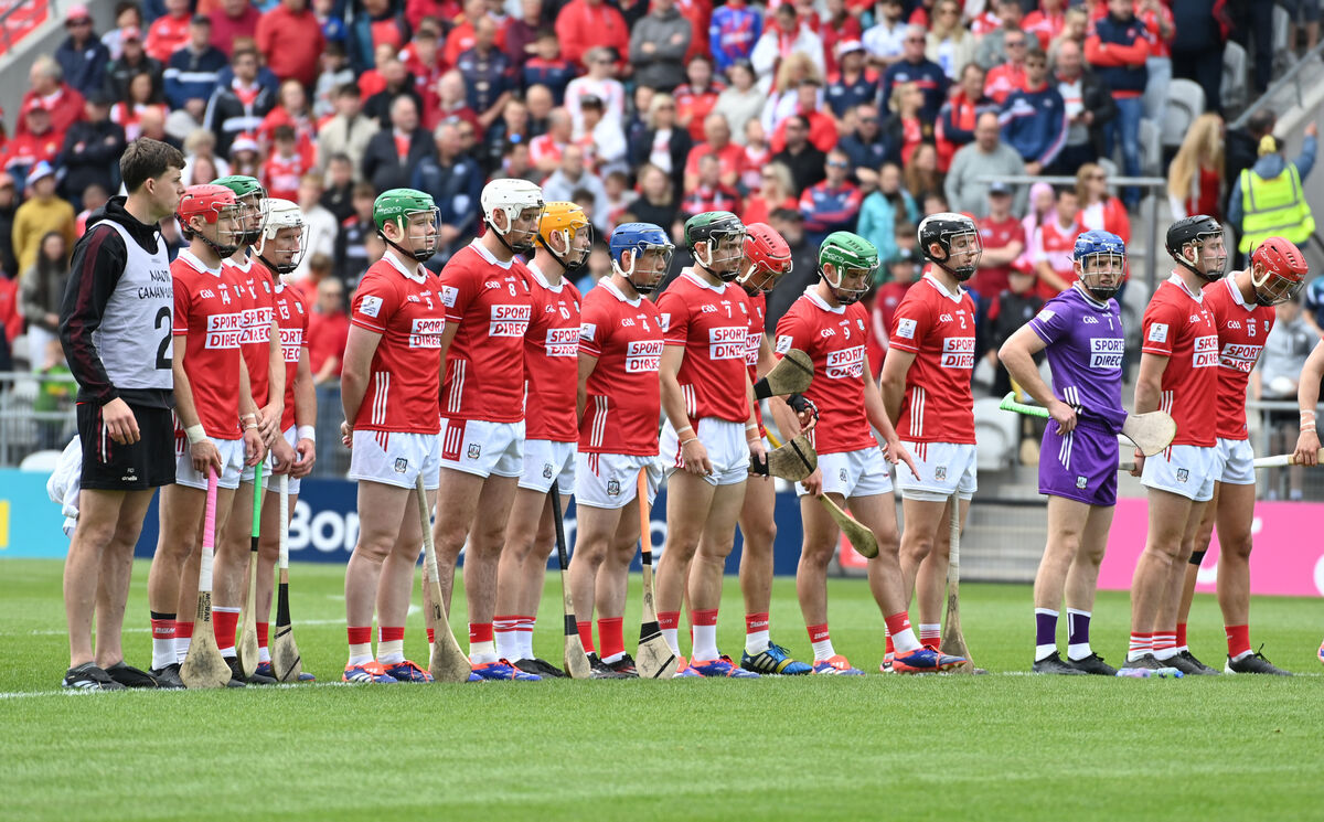 The Cork team line up for the national anthem. Picture: Eddie O'Hare The Cork team line up for the national anthem. Picture: Eddie O'Hare