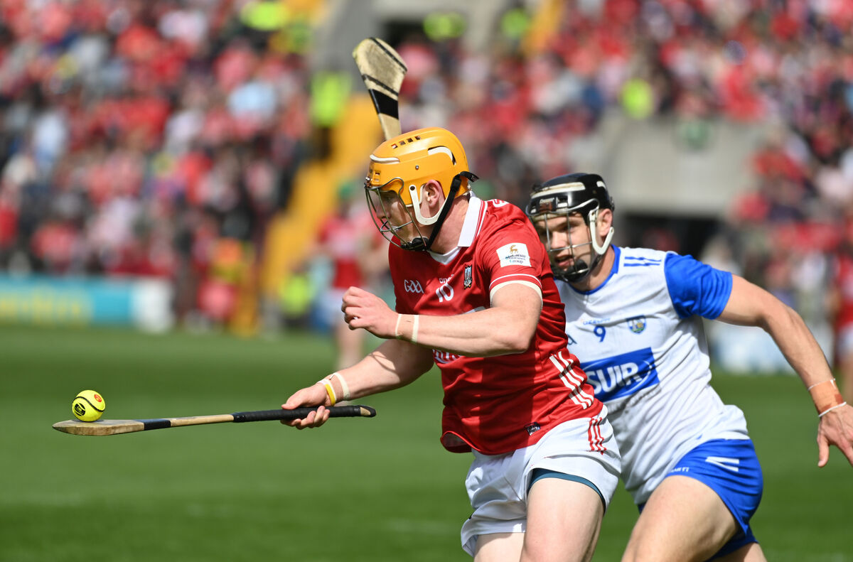 Shane Barrett breaks from Waterford's Gavin Fives at SuperValu Páirc Uí Chaoimh. Picture: Eddie O'Hare