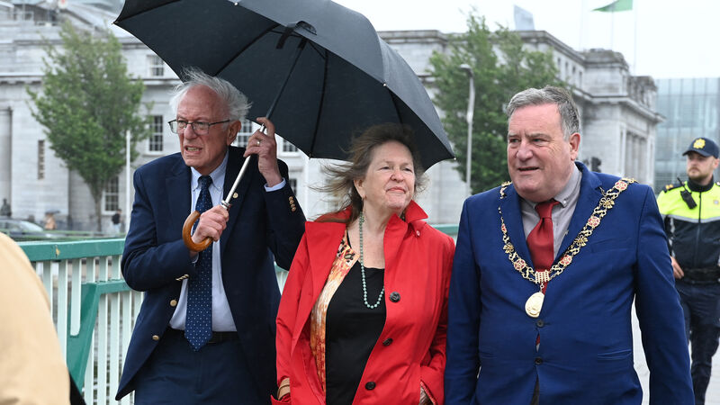US senator Bernie Sanders welcomed to Cork by Lord Mayor Dan Boyle