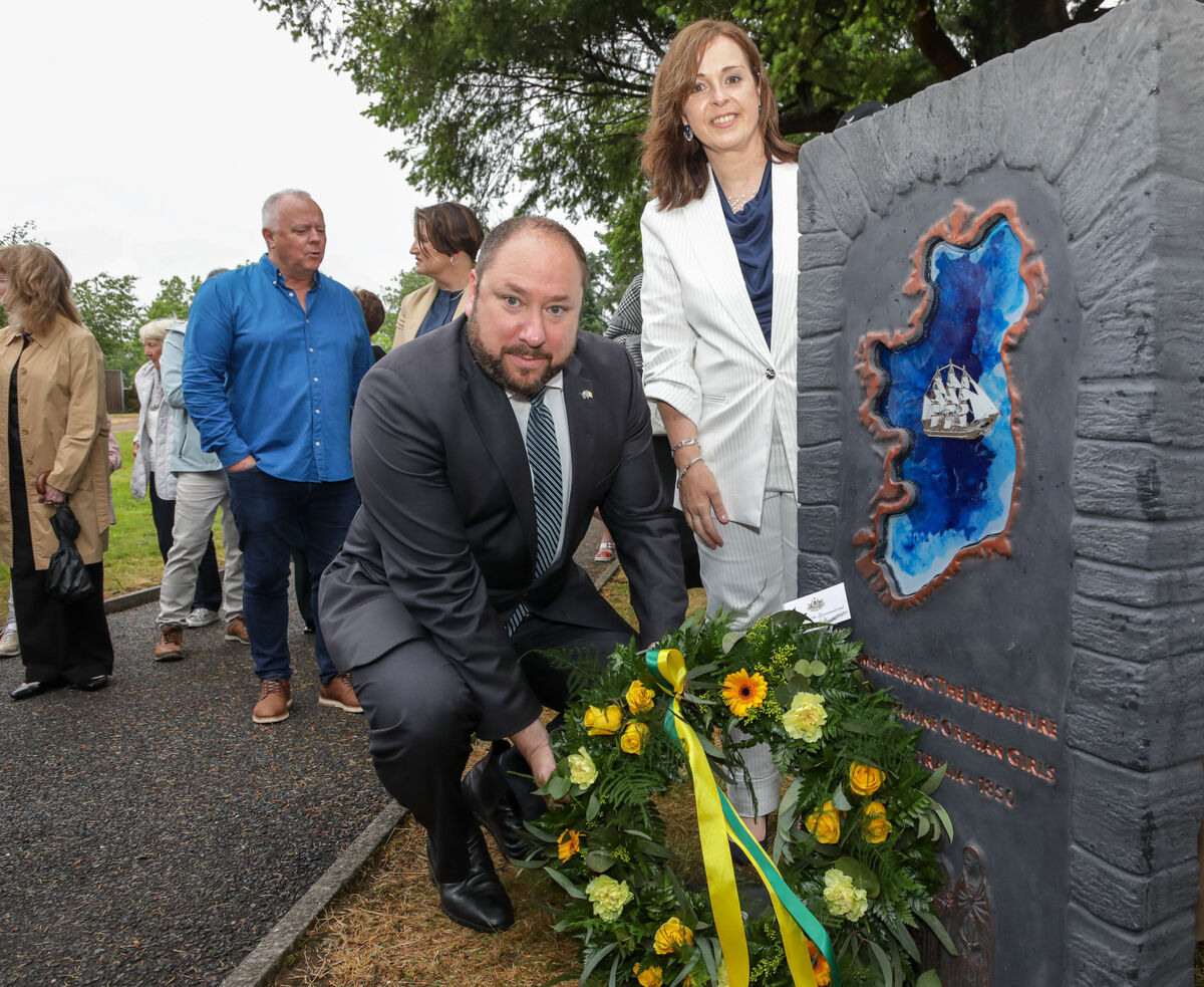 Australian Chargé d’Affaires to Ireland -Mr. James Hazell paces a wreath at the monument. Picture: David Creedon