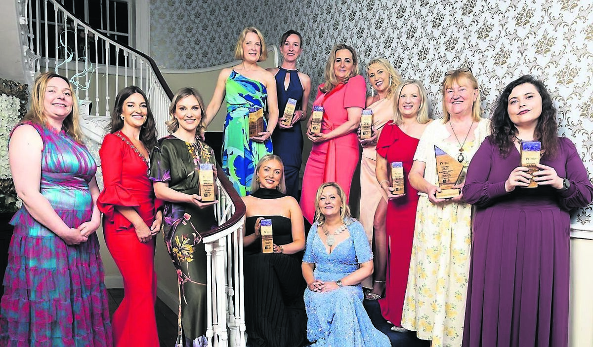 President of Network Cork, Cathy Fitzgibbon, National President of Network Ireland, Amy O’Sullivan, and Vice President of Network Cork, Diane Higgins, with award-winners Enrika Moore, Therese Deane, Sophie Murphy, Gwen Perroud, Tracy McCarthy, Deidre O’Grady, Sue Nelson, Caitríona Twomey, Penny Dinners, and Marilyn Reidy at the annual Network Ireland Cork Businesswoman of the Year Awards.