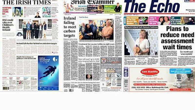 What the papers say: Wednesday's front pages What the papers say: Wednesday's front pages