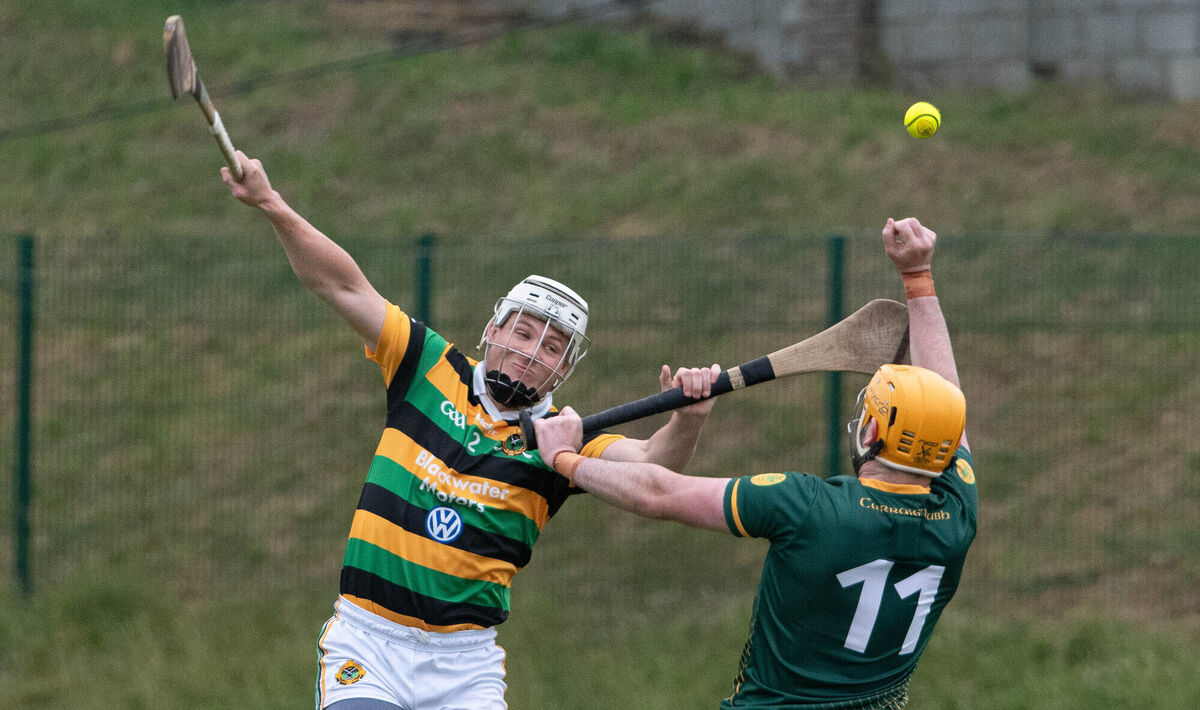Glen Rovers' Adam Lynch and Blackrock's Kevin O'Keeffe battle for aerial possession. Picture: Howard Crowdy Glen Rovers' Adam Lynch and Blackrock's Kevin O'Keeffe battle for aerial possession. Picture: Howard Crowdy