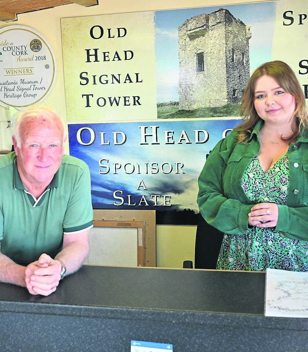 Vincent Downing, assistant treasurer, and Shannon Forde, manager and resident historian, in the visitor ticket office ‘hut’