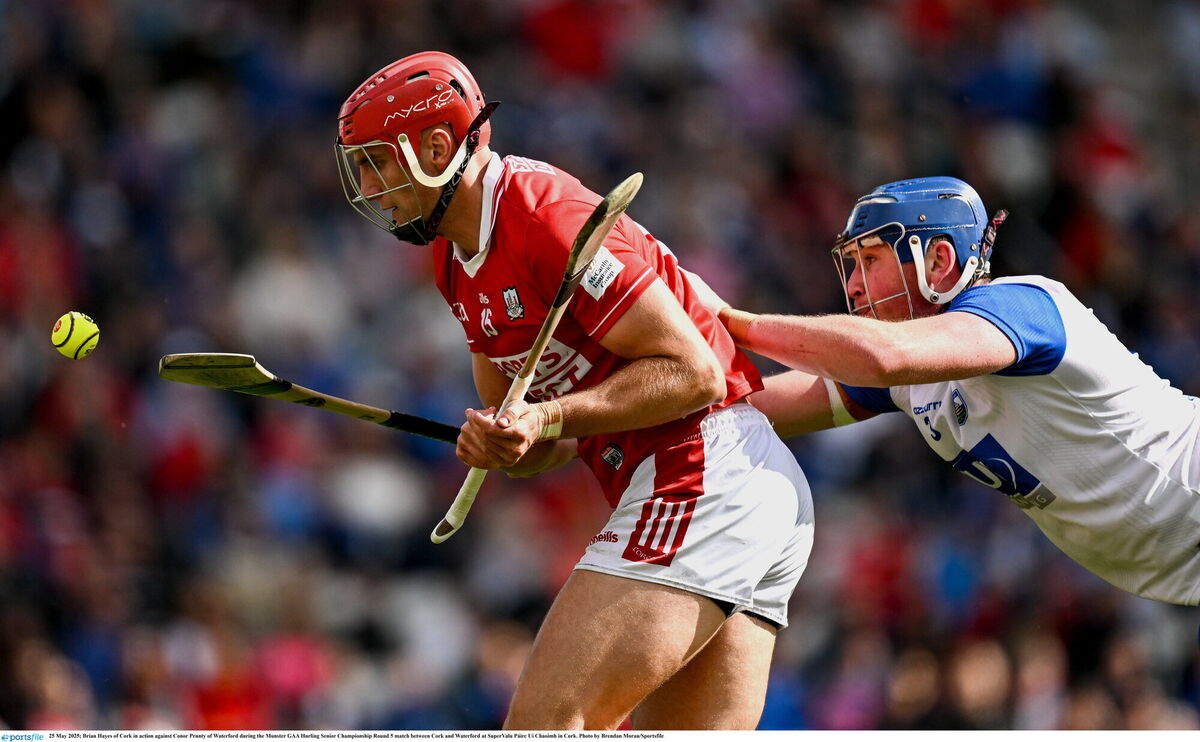 Brian Hayes of Cork in action against Conor Prunty of Waterford. Picture: Brendan Moran/Sportsfile Brian Hayes of Cork in action against Conor Prunty of Waterford. Picture: Brendan Moran/Sportsfile