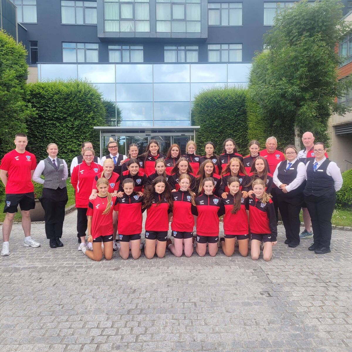 The Cork Gaynor Cup squad and coaches pictured with their sponsors the Cork International Hotel prior to leaving for Limerick.