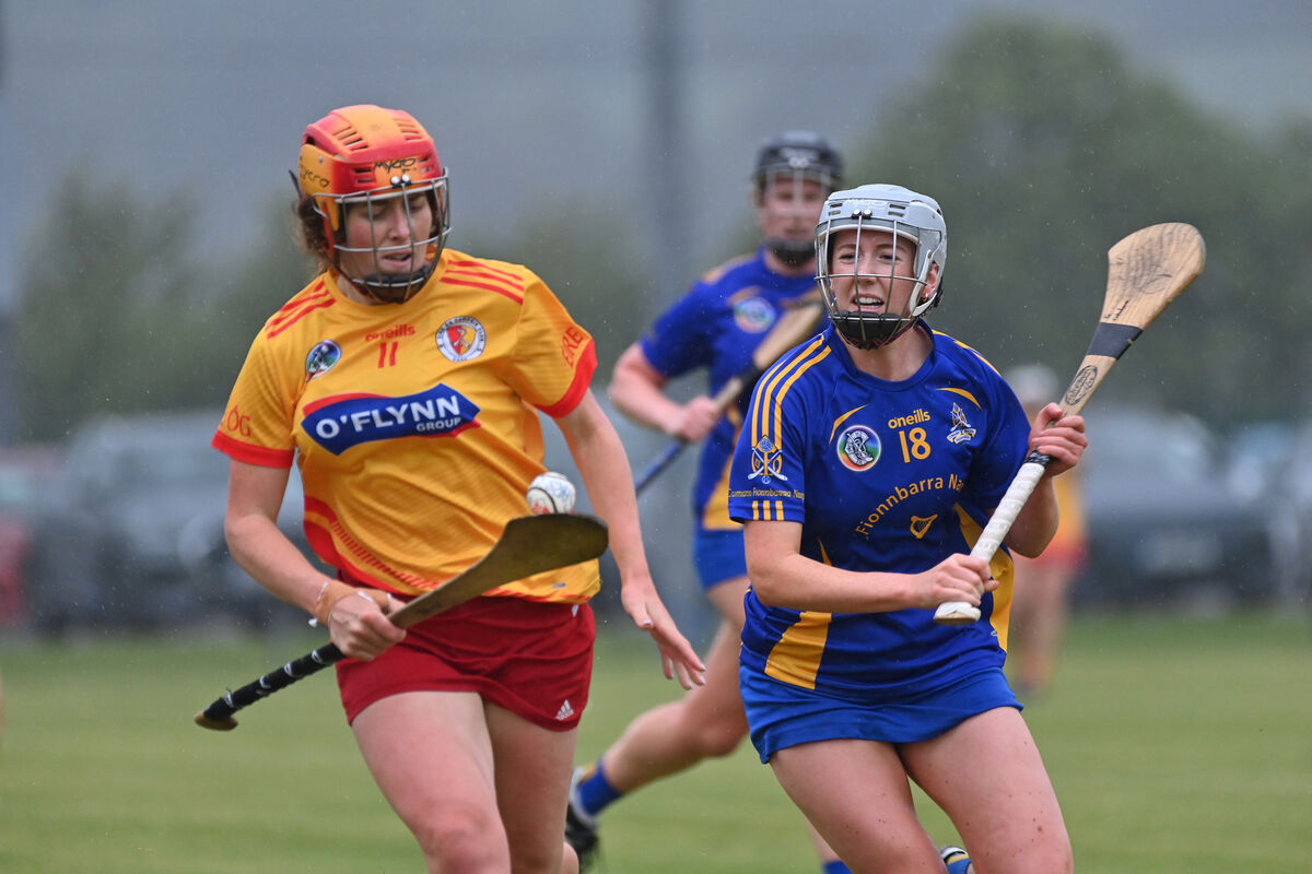  Emma Crowley, Éire Óg breaking past Gráinne Cahalane, St Finbarr's. Picture: Dan Linehan