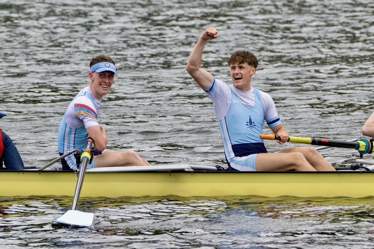 A Shandon A men’s team celebrate as they cross the line to win the Club 2 4 race at the Lee Regatta in Cork. Picture Chani Anderson A Shandon A men’s team celebrate as they cross the line to win the Club 2 4 race at the Lee Regatta in Cork. Picture Chani Anderson