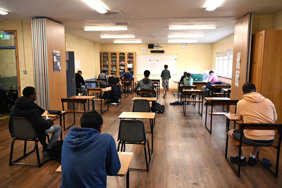 Pupils seated for the leaving certificate examinations at Colaiste Chriost Ri, Capwell, Road, Cork. Picture: Larry Cummins