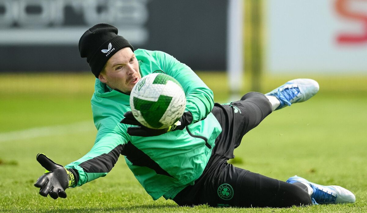 Goalkeeper Caoimhin Kelleher during a Republic of Ireland training session at the FAI National Training Centre in Abbotstown, Dublin. Picture: Ramsey Cardy/Sportsfile